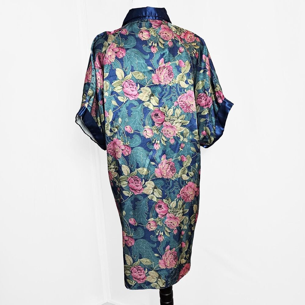 Vintage Kathryn Medium/Large Floral Printed Satin Night Shirt or Gown